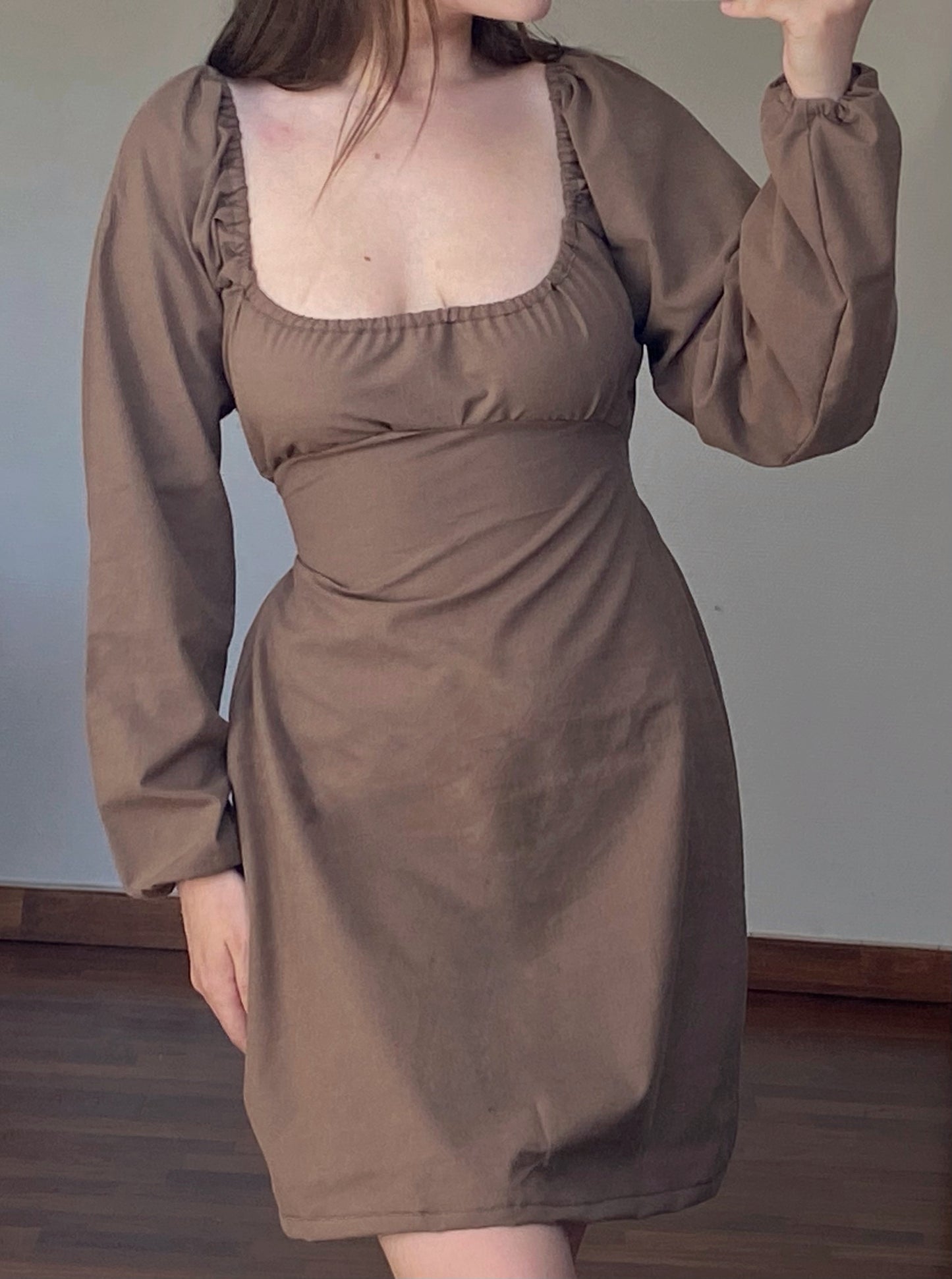 Robe JAY marron à manche longue