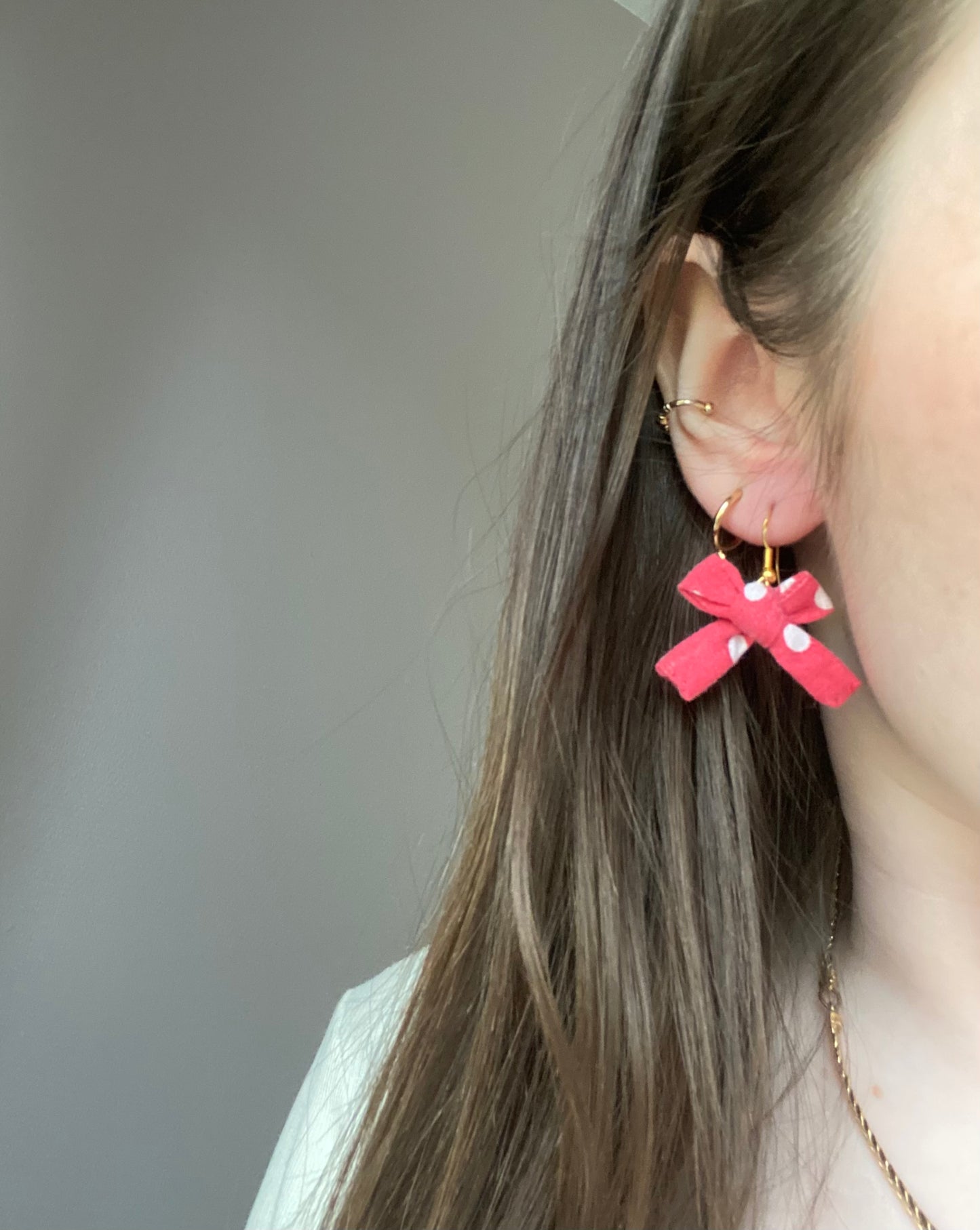 Boucles d’oreilles rouge à pois blanc