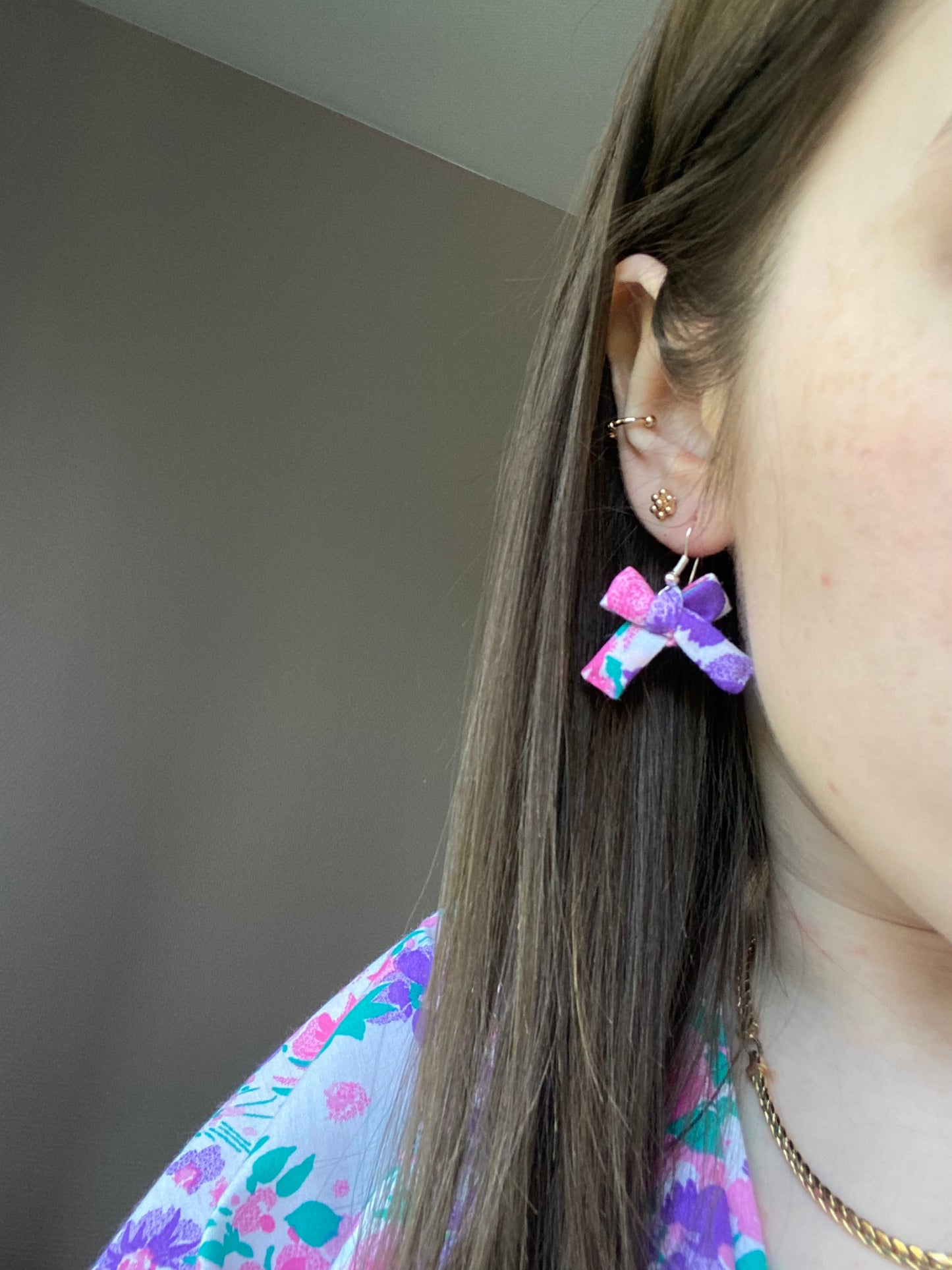 Boucles d’oreilles violette&rose