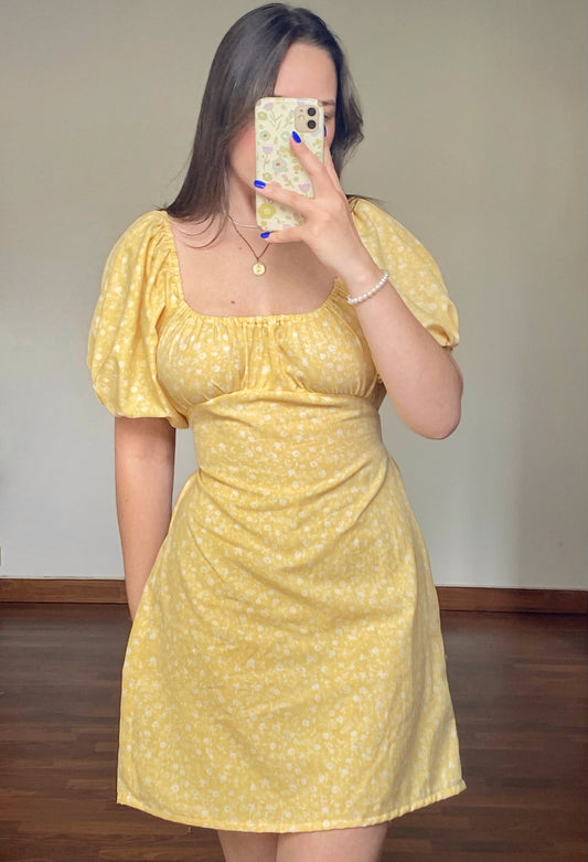 Robe JAY jaune à fleurs